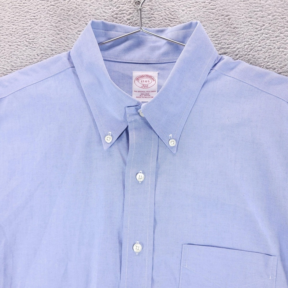 Brooks Brothers Shirt Mens 17 34 45 Blue Oxford 346‎ Button Down Long Sleeve